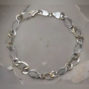 Vintage Turkey Designer Signed Midas Sterling Silver Bracelet, 7.75", 4.8g